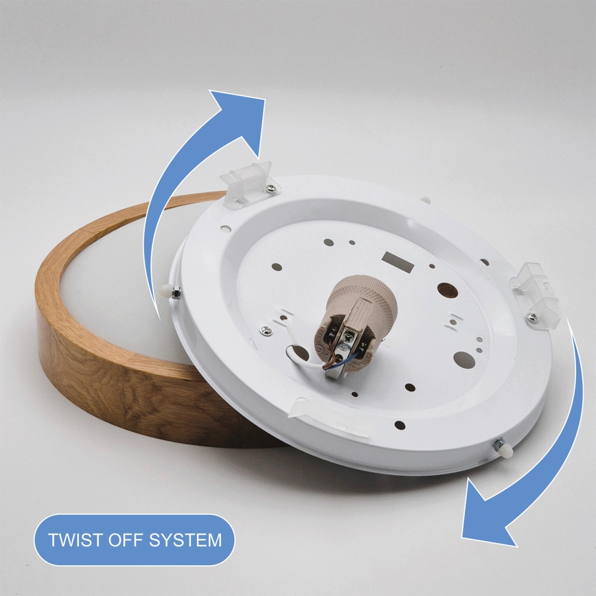 Brilagi - LED RGBW dimmbare Deckenleuchte CARVALHO SLIM 1xE27/15W/230V 2700-6500K Wi-Fi Eiche Ø 27 cm