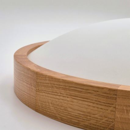 Brilagi - LED RGBW dimmbare Deckenleuchte CARVALHO SLIM 1xE27/9W/230V 2700-6500K Wi-Fi Eiche Ø 27 cm