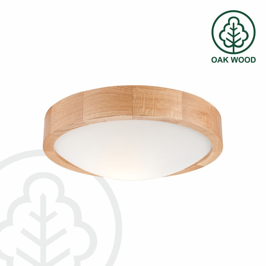 Brilagi - LED RGBW dimmbare Deckenleuchte CARVALHO SLIM 1xE27/9W/230V 2700-6500K Wi-Fi Eiche Ø 27 cm