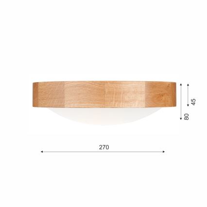 Brilagi - LED RGBW dimmbare Deckenleuchte CARVALHO SLIM 1xE27/9W/230V 2700-6500K Wi-Fi Eiche Ø 27 cm