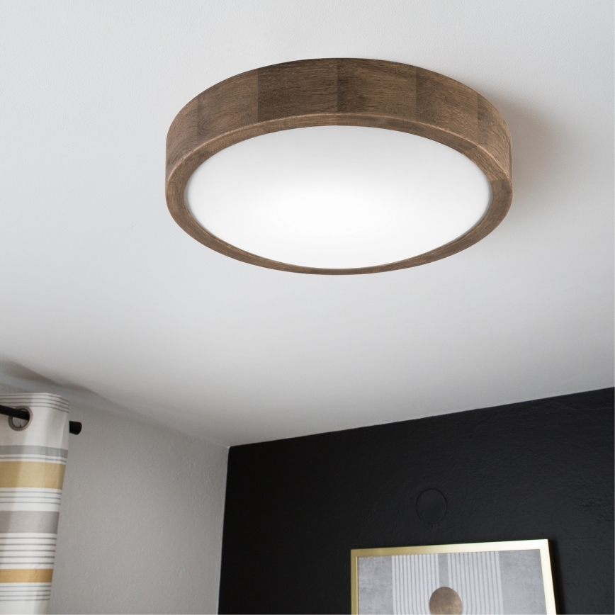 Brilagi - LED RGBW dimmbare Deckenleuchte CARVALHO SLIM 1xE27/9W/230V 2700-6500K Wi-Fi Eiche Ø 27 cm