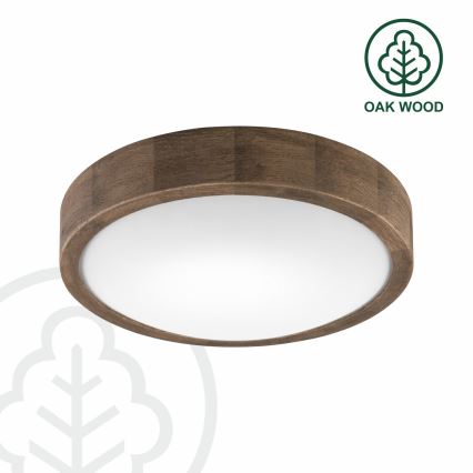 Brilagi - LED RGBW dimmbare Deckenleuchte CARVALHO SLIM 1xE27/9W/230V 2700-6500K Wi-Fi Eiche Ø 27 cm