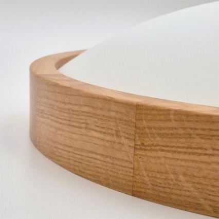 Brilagi - LED RGBW dimmbare Deckenleuchte CARVALHO SLIM 2xE27/9W/230V 2700-6500K Wi-Fi Eiche Ø 37 cm