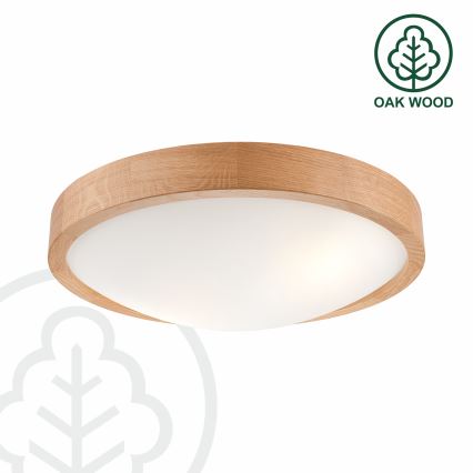 Brilagi - LED RGBW dimmbare Deckenleuchte CARVALHO SLIM 2xE27/9W/230V 2700-6500K Wi-Fi Eiche Ø 37 cm