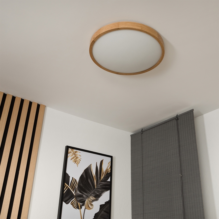 Brilagi - LED RGBW dimmbare Deckenleuchte CARVALHO SLIM 3xE27/9W/230V 2700-6500K Wi-Fi Eiche Ø 47 cm