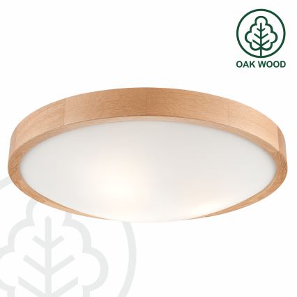 Brilagi - LED RGBW dimmbare Deckenleuchte CARVALHO SLIM 3xE27/9W/230V 2700-6500K Wi-Fi Eiche Ø 47 cm