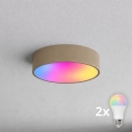 BRILAGI - LED RGBW dimmbare Deckenleuchte CLARE 2xE27/12W/230V 2700-6500K Ø 30 cm beige