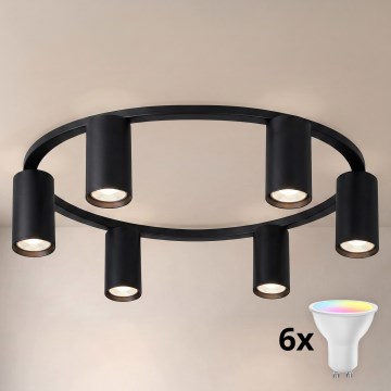 BRILAGI - LED RGBW dimmbare Deckenleuchte SELE 6xGU10/6,5W/230V 2700-6500K schwarz + Fernbedienung