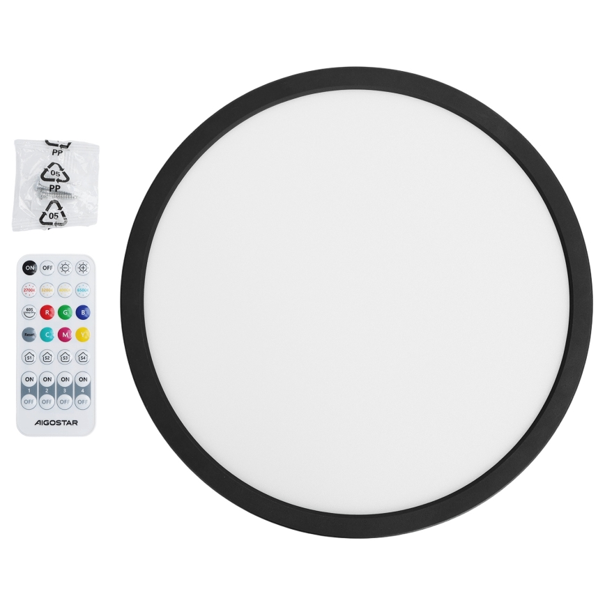 Brilagi - LED RGBW dimmbare Deckenleuchte VIBE LED/24W/230V 3000-6500K Ø 29 cm schwarz + Fernbedienung