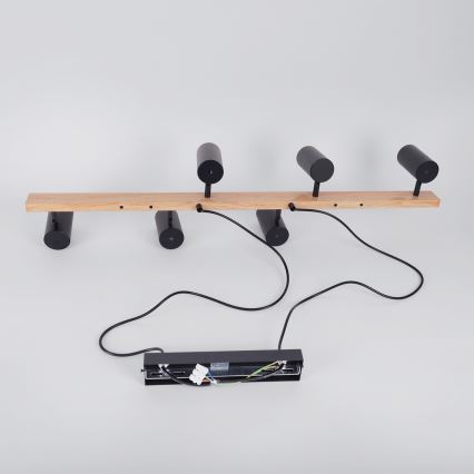 BRILAGI - LED RGBW dimmbare Pendelleuchte mit Seilabhängung SELE 6xGU10/6,5W/230V 2700-6500K schwarz/Eichen-Dekor + Fernbedienung