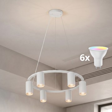 BRILAGI - LED RGBW dimmbare Pendelleuchte an Kabel SELE 6xGU10/6,5W/230V 2700-6500K weiß + Fernbedienung