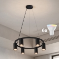 BRILAGI - LED RGBW dimmbare Pendelleuchte an Stahlseil SELE 6xGU10/6,5W/230V 2700-6500K schwarz + Fernbedienung