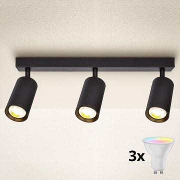 Brilagi - LED RGBW dimmbarer Deckenspot SELE 3xGU10/4,8W/230V 3000K schwarz + Fernbedienung