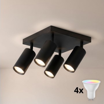 BRILAGI - LED RGBW dimmbarer Deckenspot SELE SQUARE 4xGU10/6,5W/230V 2700-6500K schwarz