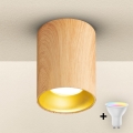 Brilagi - LED RGBW dimmbarer Deckenspot TRINE 1xGU10/4,8W/230V 3000K Eichen-Dekor + Fernbedienung