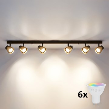 Brilagi - LED RGBW dimmbarer Einbau-Spot NUGGET 6xGU10/6W/230V 2700-6500K Wi-Fi schwarz/gold