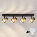 BRILAGI - LED RGBW dimmbarer Einbaustrahler NUGGET 4xGU10/4,8W/230V 3000K schwarz/gold + Fernbedienung
