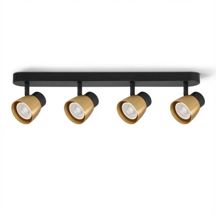 Brilagi - LED RGBW dimmbarer Einbaustrahler NUGGET 4xGU10/6W/230V 3000K schwarz/gold + Fernbedienung