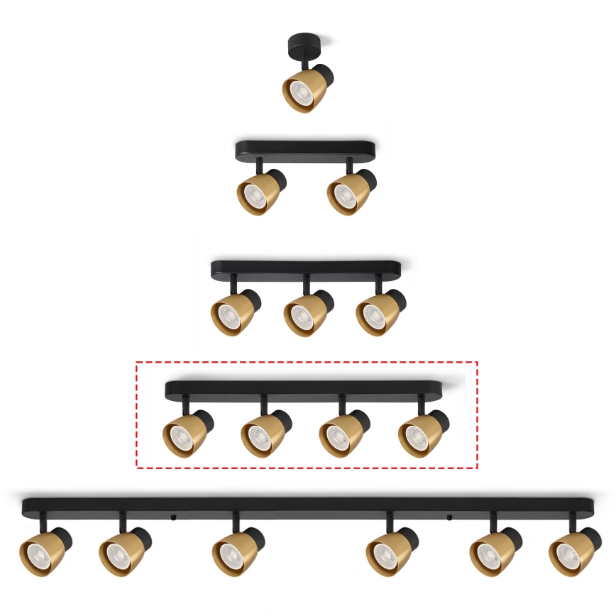 Brilagi - LED RGBW dimmbarer Einbaustrahler NUGGET 4xGU10/6W/230V 3000K schwarz/gold + Fernbedienung