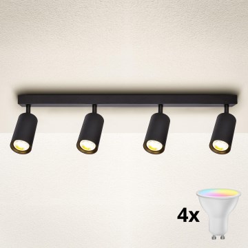 Brilagi - LED RGBW dimmbarer Einbaustrahler SELE 4xGU10/4,8W/230V 3000K schwarz + Fernbedienung
