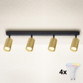 BRILAGI - LED RGBW dimmbarer Einbaustrahler SELE GOLDEN 4xGU10/4,8W/230V 3000K schwarz/gold + Fernbedienung