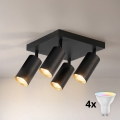 BRILAGI - LED RGBW dimmbarer Einbaustrahler SELE SQUARE 4xGU10/6,5W/230V 2700-6500K schwarz/gold