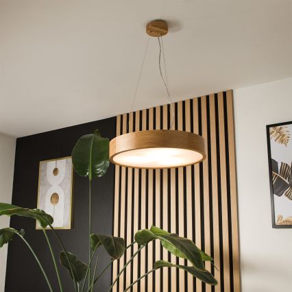 Brilagi - LED RGBW dimmbare Hängeleuchte CARVALHO 3xE27/15W/230V 2700-6500K Wi-Fi Eiche Ø 47,5 cm