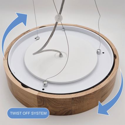 Brilagi - LED RGBW dimmbare Hängeleuchte CARVALHO 3xE27/15W/230V 2700-6500K Wi-Fi Eiche Ø 47,5 cm