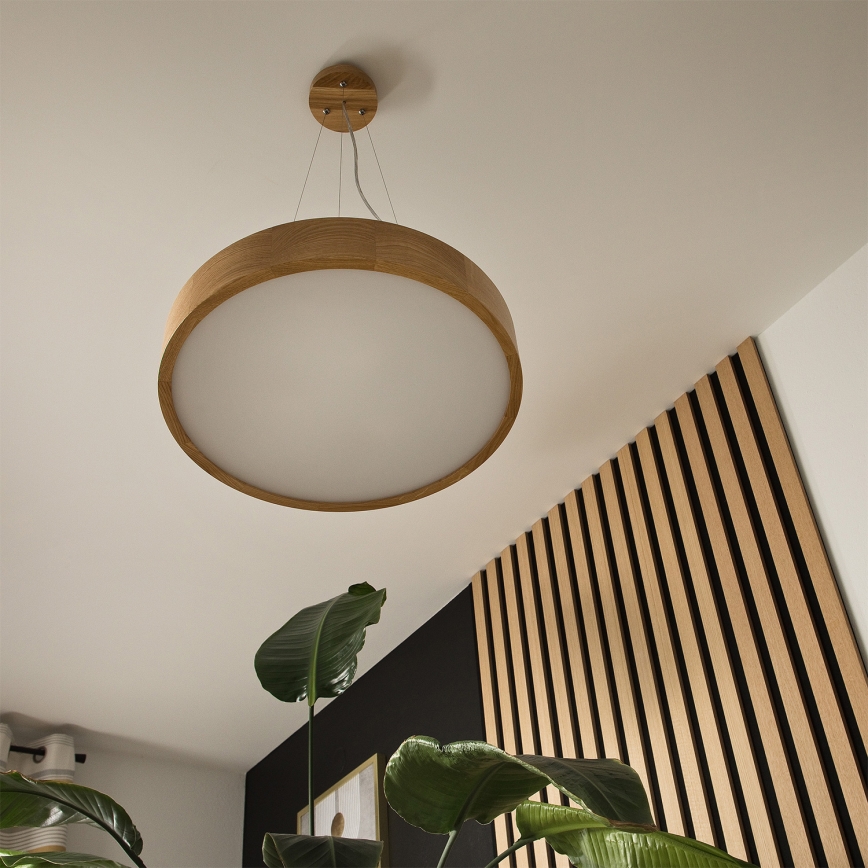 Brilagi - LED RGBW dimmbare Hängeleuchte CARVALHO 3xE27/9W/230V 2700-6500K Wi-Fi Eiche Ø 47,5 cm