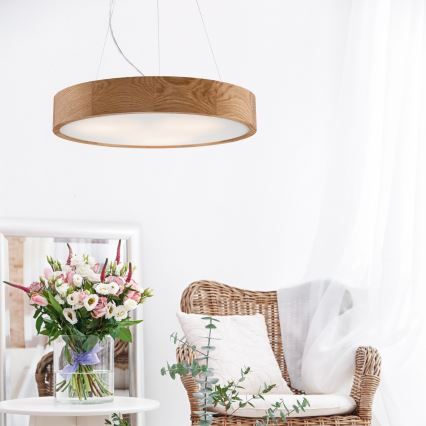 Brilagi - LED RGBW dimmbare Hängeleuchte CARVALHO 3xE27/9W/230V 2700-6500K Wi-Fi Eiche Ø 47,5 cm
