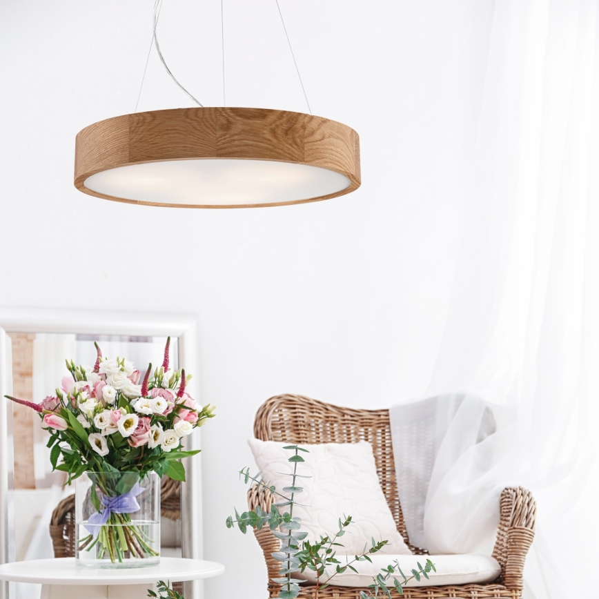 Brilagi - LED RGBW dimmbare Hängeleuchte CARVALHO 3xE27/9W/230V 2700-6500K Wi-Fi Eiche Ø 47,5 cm