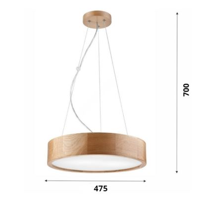 Brilagi - LED RGBW dimmbare Hängeleuchte CARVALHO 3xE27/9W/230V 2700-6500K Wi-Fi Eiche Ø 47,5 cm
