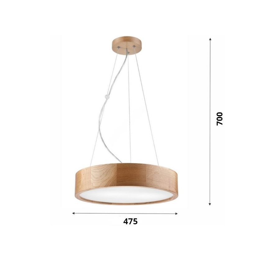 Brilagi - LED RGBW dimmbare Hängeleuchte CARVALHO 3xE27/9W/230V 2700-6500K Wi-Fi Eiche Ø 47,5 cm
