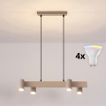 BRILAGI - LED RGBW, dimmbarer Pendelleuchter mit Seilaufhängung SELE 4xGU10/6,5W/230V 2700-6500K beige
