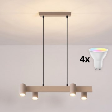 BRILAGI - LED RGBW, dimmbarer Pendelleuchter mit Seilaufhängung SELE 4xGU10/6,5W/230V 2700-6500K beige