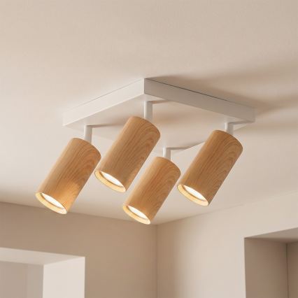 BRILAGI - LED RGBW dimmbarer Spot SELE SQUARE 4xGU10/6,5W/230V 2700-6500K weiß/Eichen-Dekor