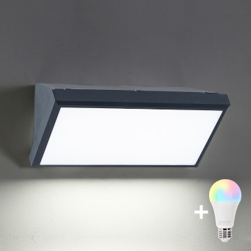 Brilagi - LED RGBW dimmbares Außen-Wandleuchte TRIANGLE 1xE27/9W/230V 2700-6500K IP65 Anthrazit