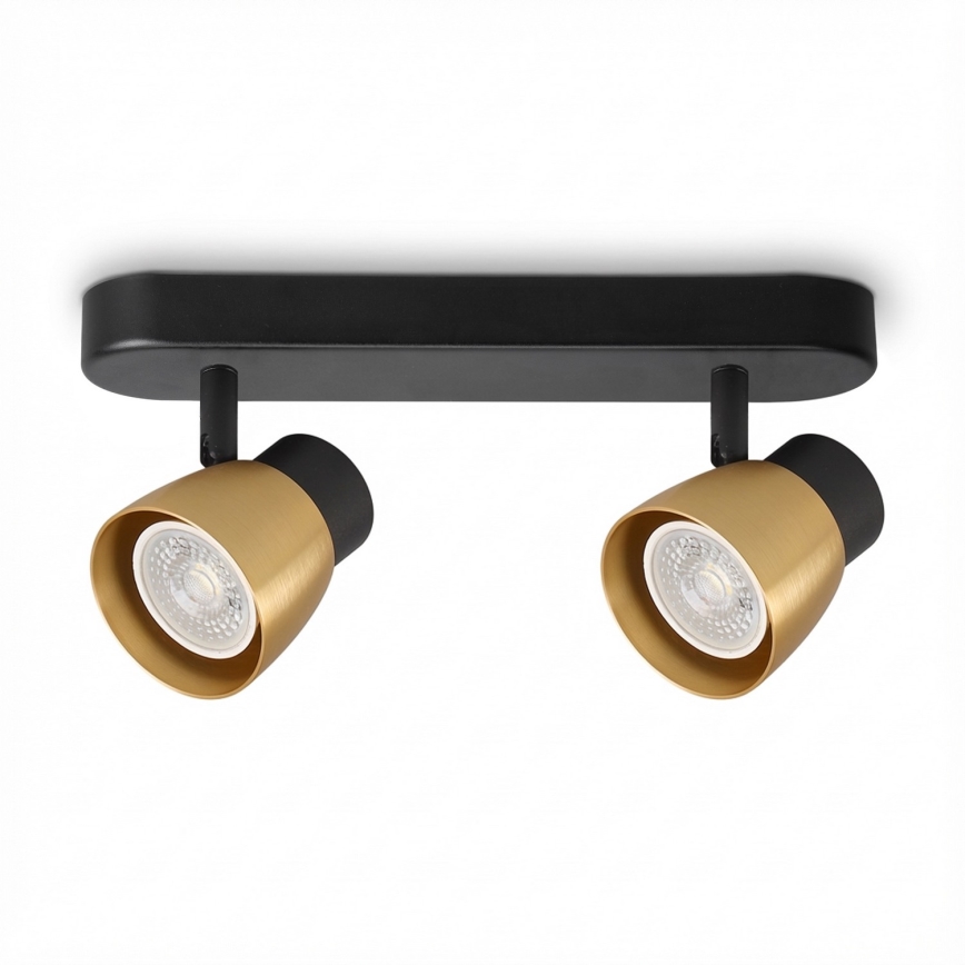 Brilagi - LED RGBW dimmbarer Deckenspot NUGGET 2xGU10/6W/230V 3000K schwarz/gold + Fernbedienung