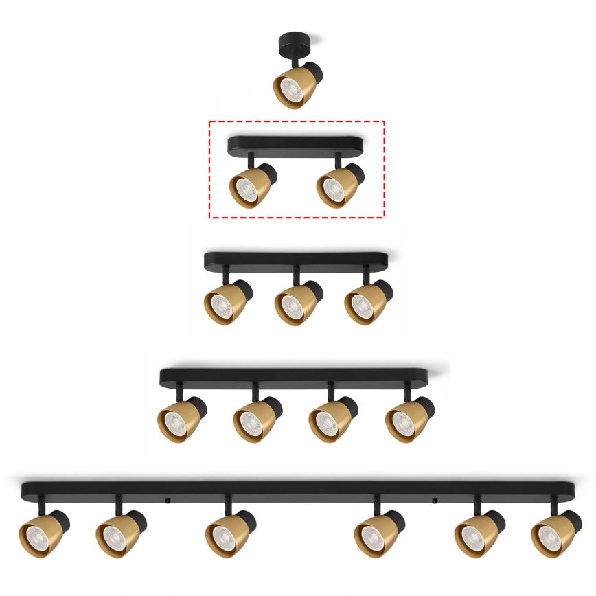Brilagi - LED RGBW dimmbarer Deckenspot NUGGET 2xGU10/6W/230V 3000K schwarz/gold + Fernbedienung