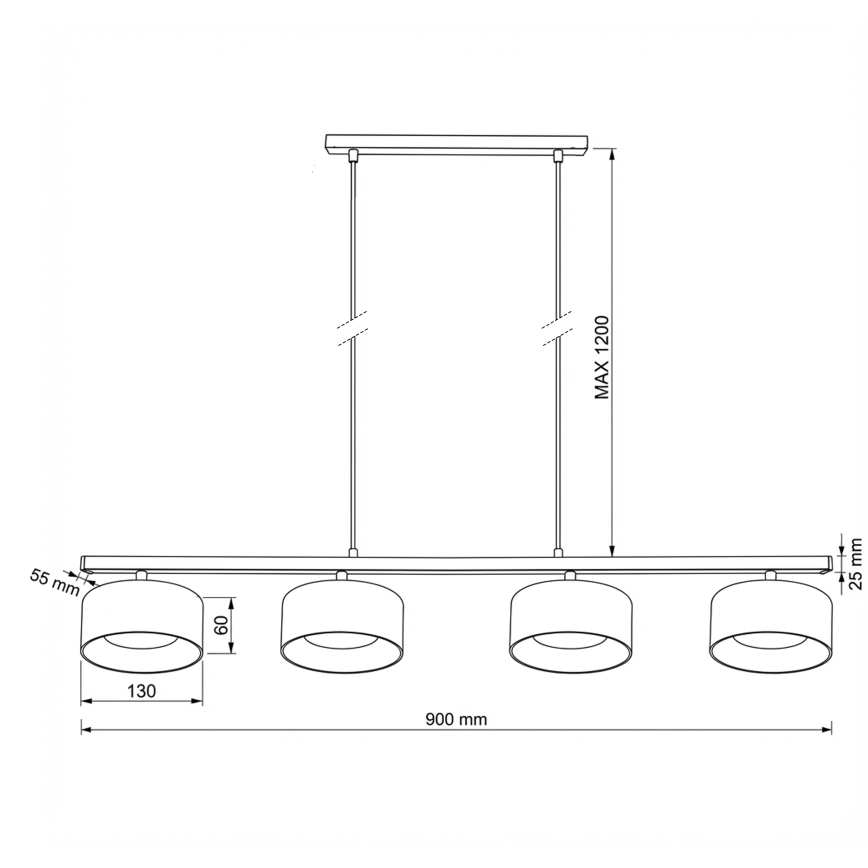 Brilagi - LED Seilabhängige Pendelleuchte AURA LUX 4xGX53/30W/230V schwarz/rauchfarben