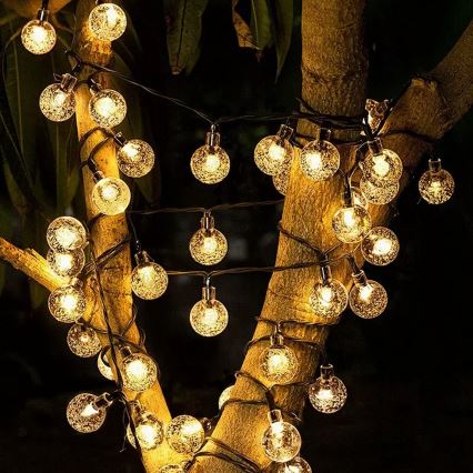 BRILAGI - LED-Solar-Deko-Lichterkette BUBBLE, 100 LEDs / 8 Funktionen, 10 m, IP65, warmweiß, 600 mAh