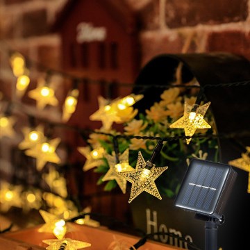 Brilagi - LED Solar-Dekorationslichterkette STARS 50xLED/8 Funktionen 7m IP65 warmweiß 600 mAh