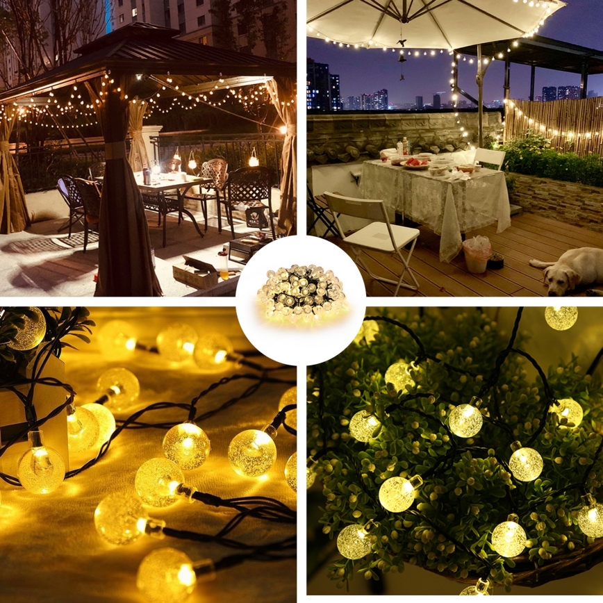 Brilagi - LED Solar- Dekorative Kette BUBBLE 100xLED/8 Funktionen 10m IP65 warmweiβ