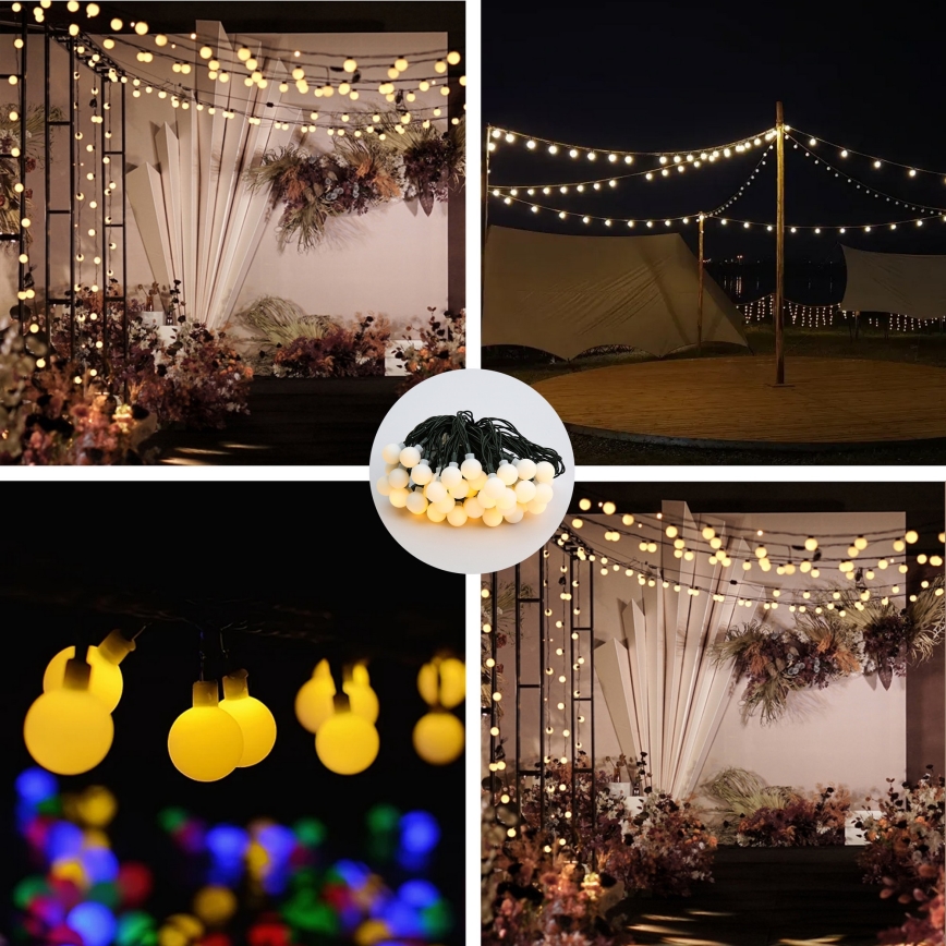 Brilagi - LED Solar- Dekorative Kette BUBBLE 50xLED/8 Funktionen 7m IP65 warmweiβ