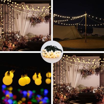 Brilagi - LED-Solar-Dekorations-Lichterkette BUBBLE 50 LEDs / 8 Funktionen 7 m IP65 warmweiß 600 mAh