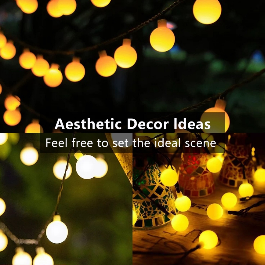 Brilagi - LED-Solar-Dekorations-Lichterkette BUBBLE 50 LEDs / 8 Funktionen 7 m IP65 warmweiß 600 mAh