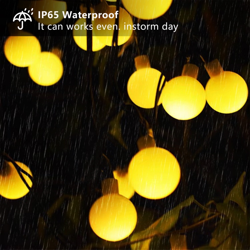Brilagi - LED-Solar-Dekorations-Lichterkette BUBBLE 50 LEDs / 8 Funktionen 7 m IP65 warmweiß 600 mAh