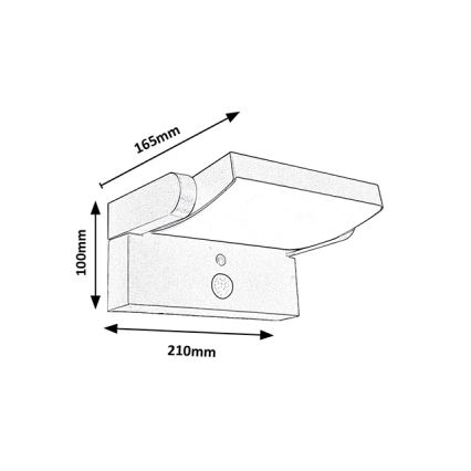 Brilagi - LED Solar-Wandleuchte mit Bewegungs- und Dämmerungssensor ANKLE LED/10W/3,7V 3000 mAh 3000K IP65 Anthrazit