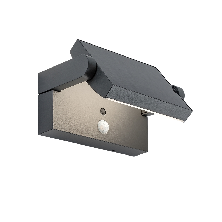 Brilagi - LED Solar-Wandleuchte mit Bewegungs- und Dämmerungssensor ANKLE LED/10W/3,7V 3000 mAh 4000K IP65 Anthrazit