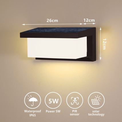 Brilagi - LED Solar-Wandleuchte mit Bewegungs- und Dämmerungssensor BRICKY LED/5W/6V 4000 mAh IP65